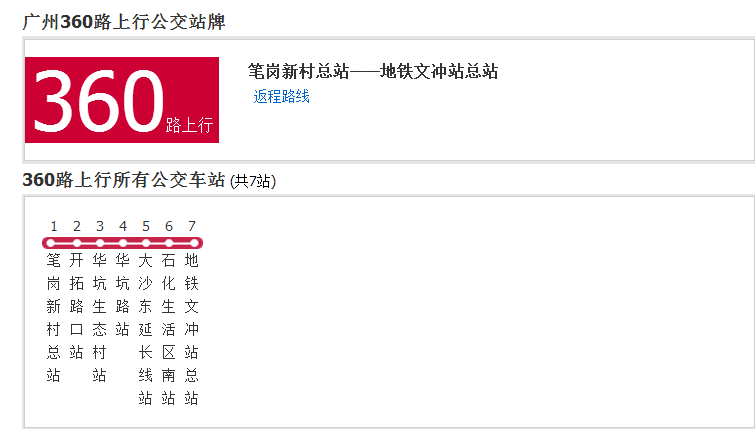  p>广州公交360路是一条公交车路线,汽车公司是由第三巴士(广州市第三