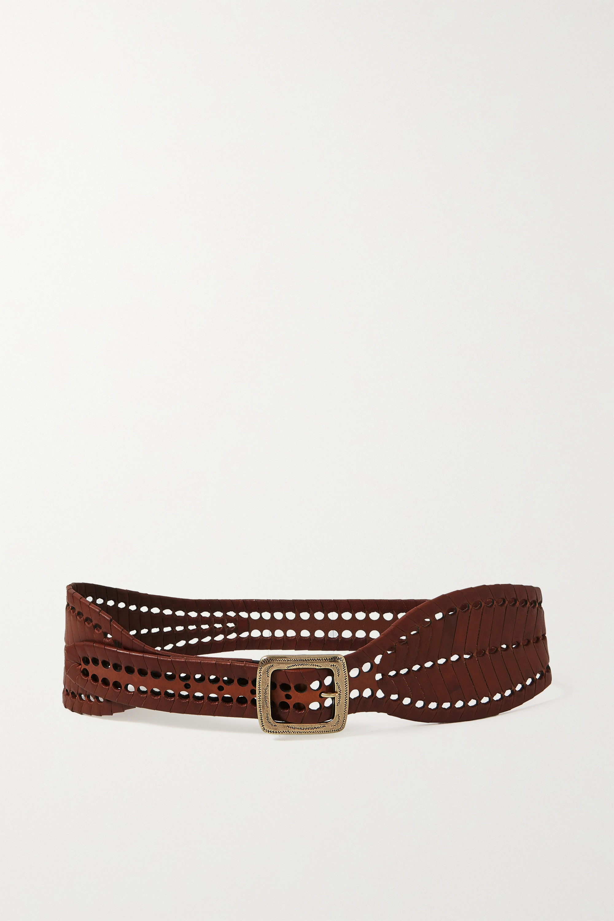 激光雕花编织皮革腰带