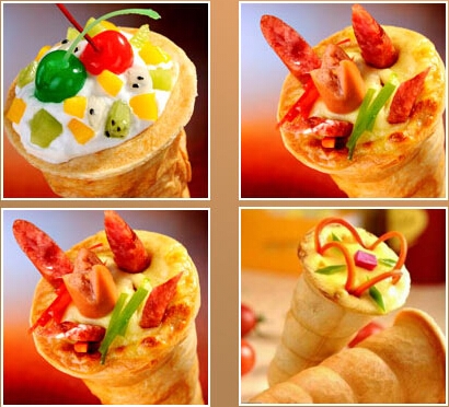 把披萨做成一种走着吃,拿着吃,玩着吃的美味大餐.