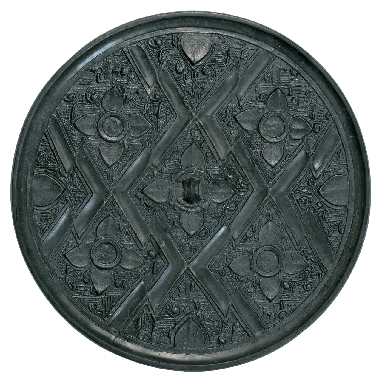 战国菱格花叶镜