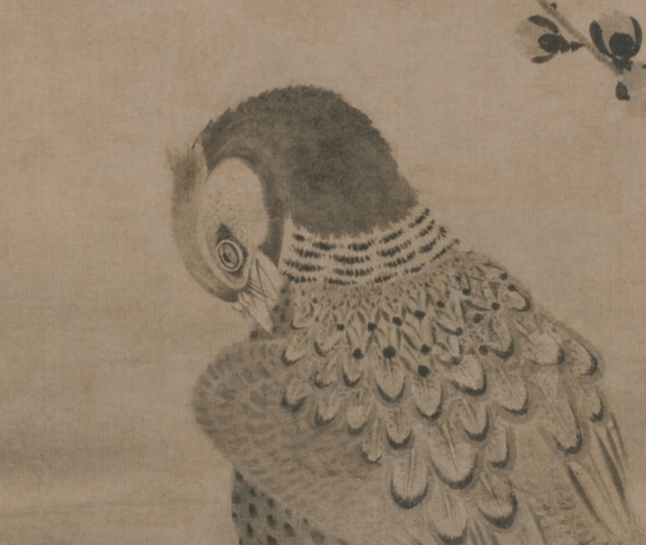 王渊画桃竹锦鸡图