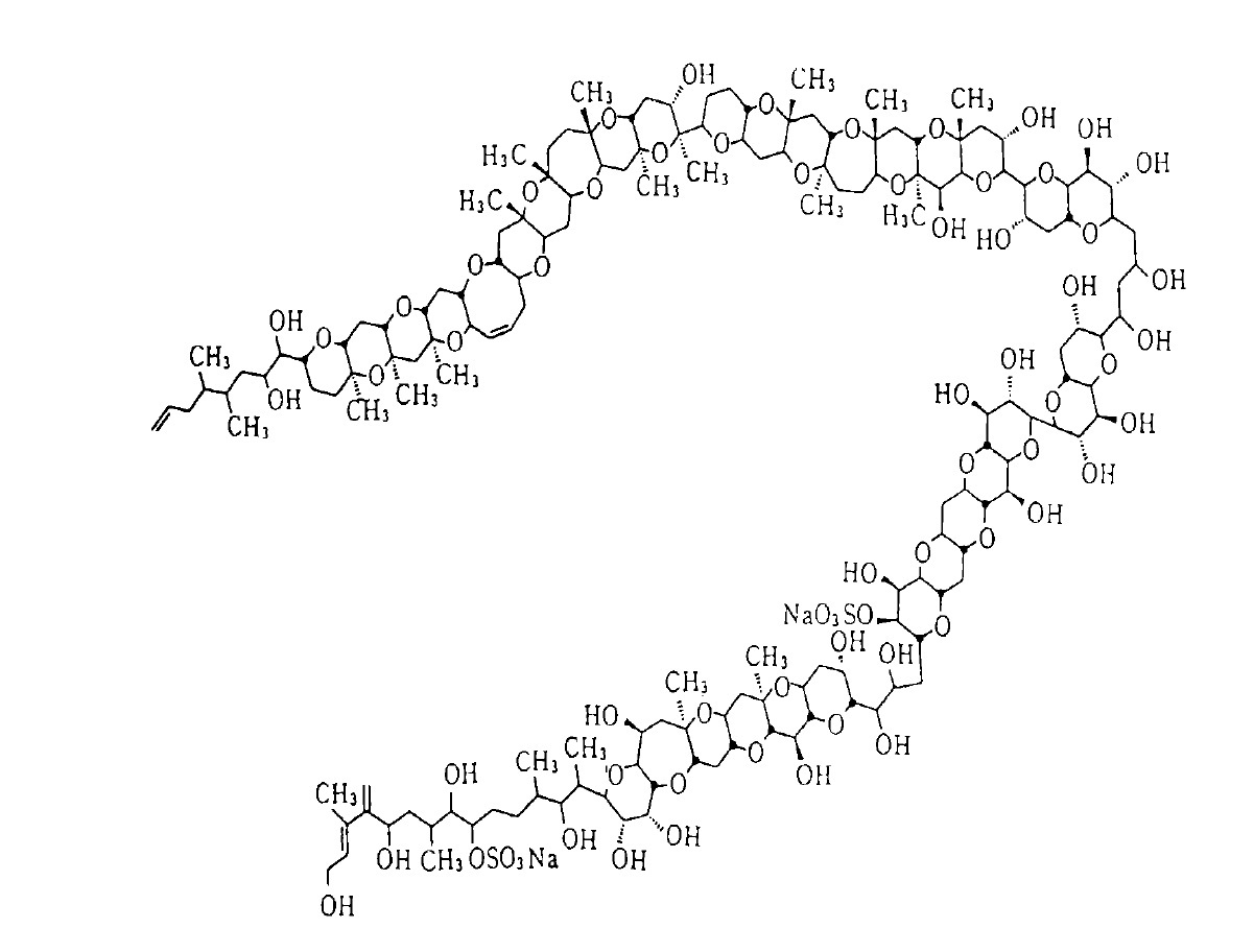  p>刺尾鱼毒素(maitotoxin,mtx)是由岗比甲藻类产生,经食物链蓄积于刺