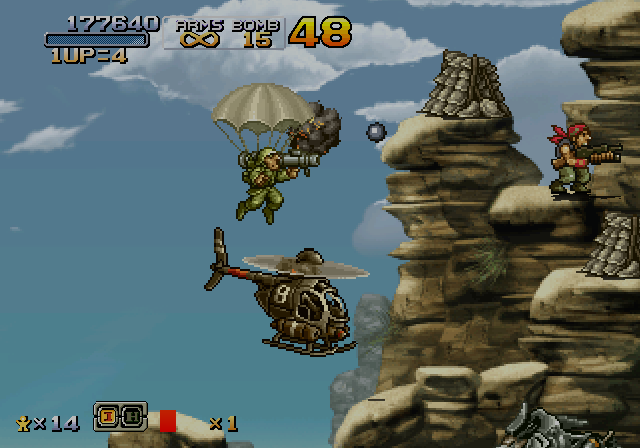  p>《合金弹头6》是snk发行的横版动作射击类游戏,于2006年2月22日