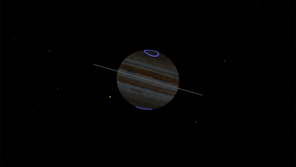 <p>木星南北极的极光动态图