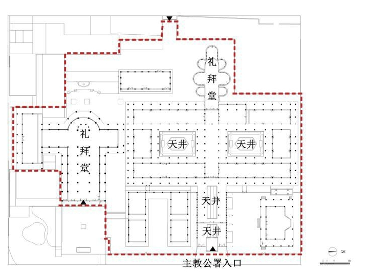 <p>平安桥天主教堂一层平面现状图