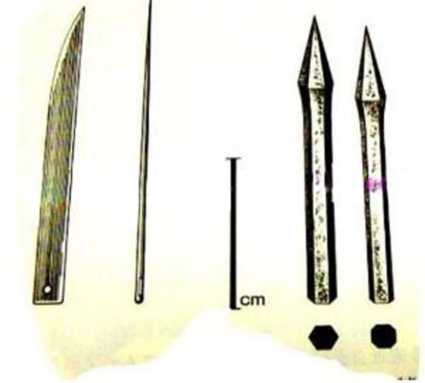  p>吹矢,毒针,暗器,外形像一只竹笛,内含毒箭.