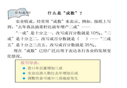  p>成数,表示一个数是另一个数的百分之几十的