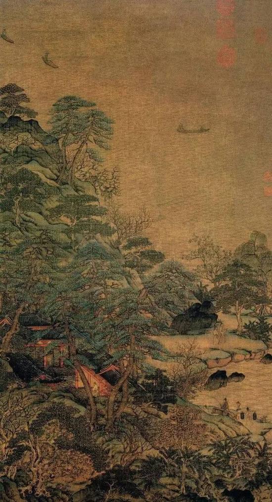 唐代李思训《江帆楼阁图》_百科TA说