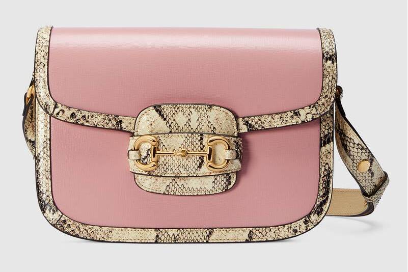 gucci 马衔扣1955系列蟒蛇皮手袋