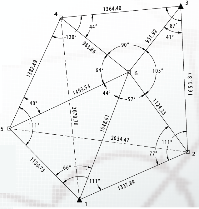  p>三边测量是在地面上布设一系列连续的三角形,采取测边方式来测定各