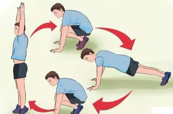  p>立卧撑,简单地讲,就是先做一个俯卧撑,然后收腿,站起来.