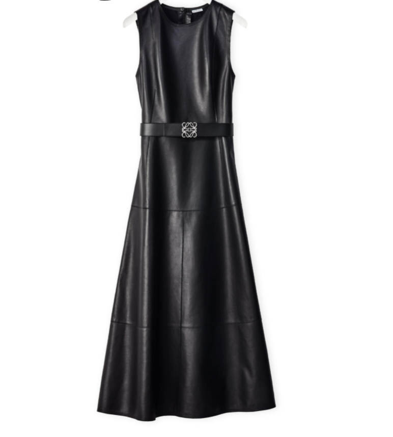 纳帕皮革喇叭迷笛裙