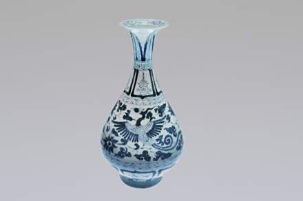 青花鳳穿花紋玉壺春瓶 元