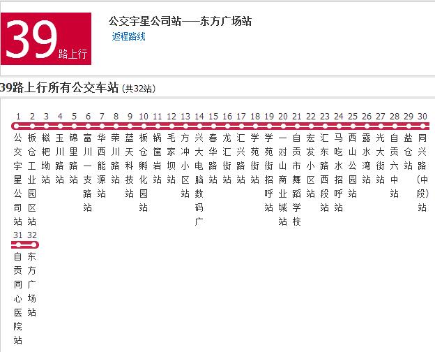  p>自贡公交39路是自贡市的公交线路,总站数32站. /p>