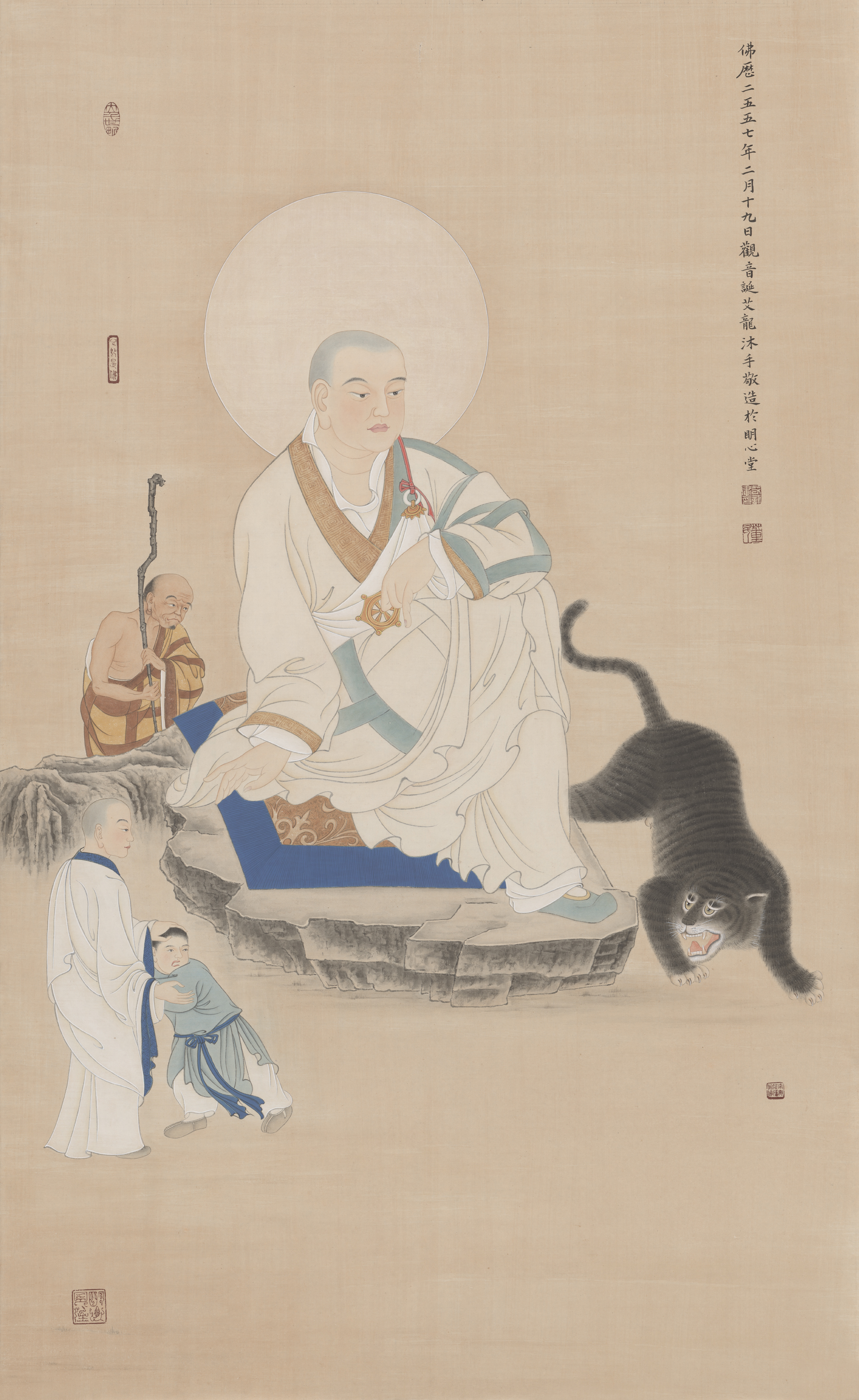  /b>能诗文工书法,工笔写意兼擅,尤擅佛道人物,高士, a target="