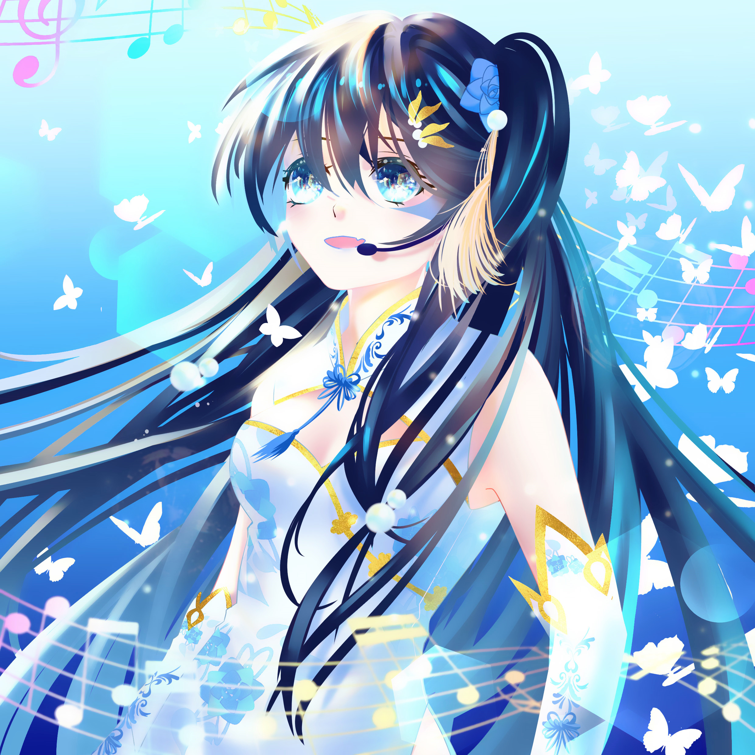 使用袅袅,utau歌声合成软件引擎为基础所开发的虚拟女性歌手形象