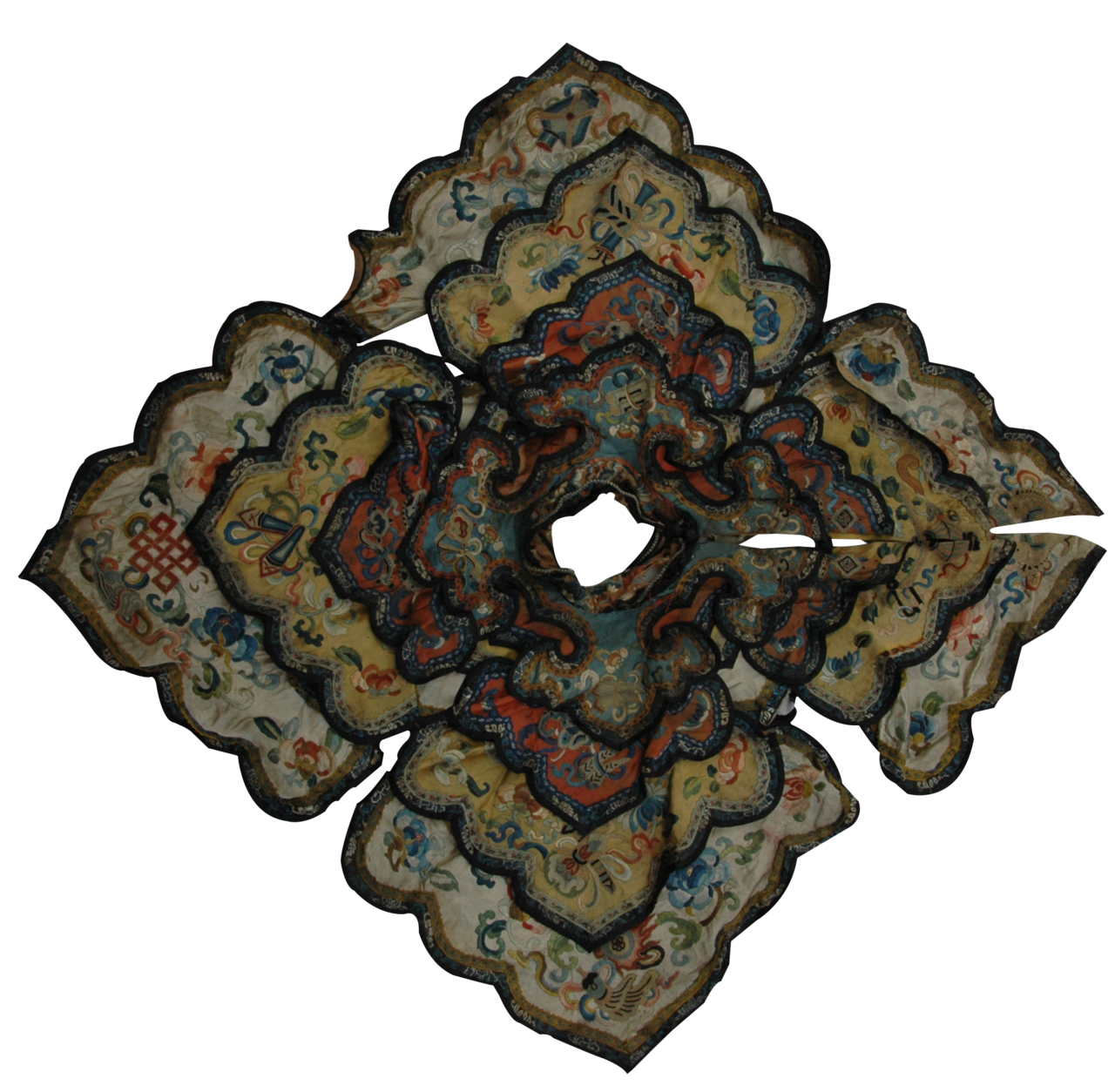 清代白地杂宝纹云肩