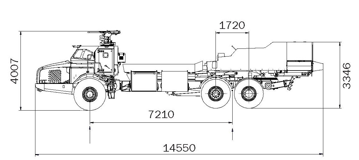 上研制而成,采用沃尔沃a30d式6×6铰接式卡车底盘,52