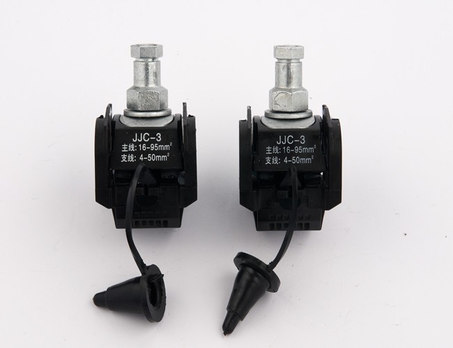 piercing connectors)主要由绝缘壳体,穿刺刀片,防水胶垫,力矩螺栓