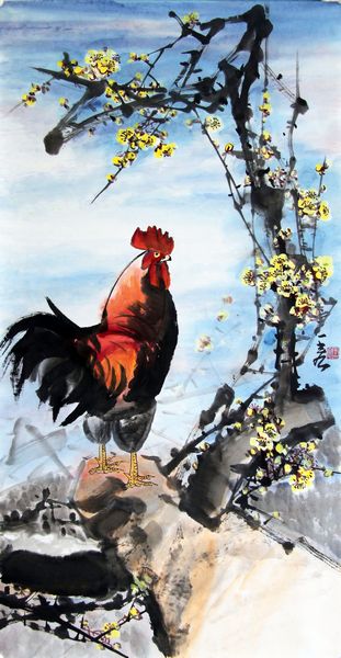 任性情,因趣得神,百鸡千姿,天趣横生,风情万种,被人们称为"王宏画鸡"