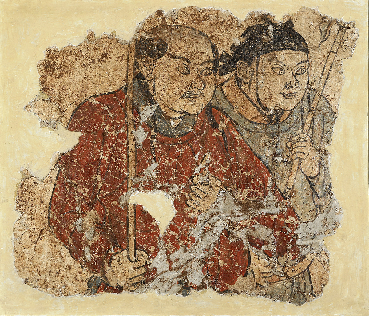 辽契丹人与汉人侍从图