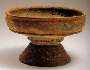 新石器时代灰陶彩绘豆