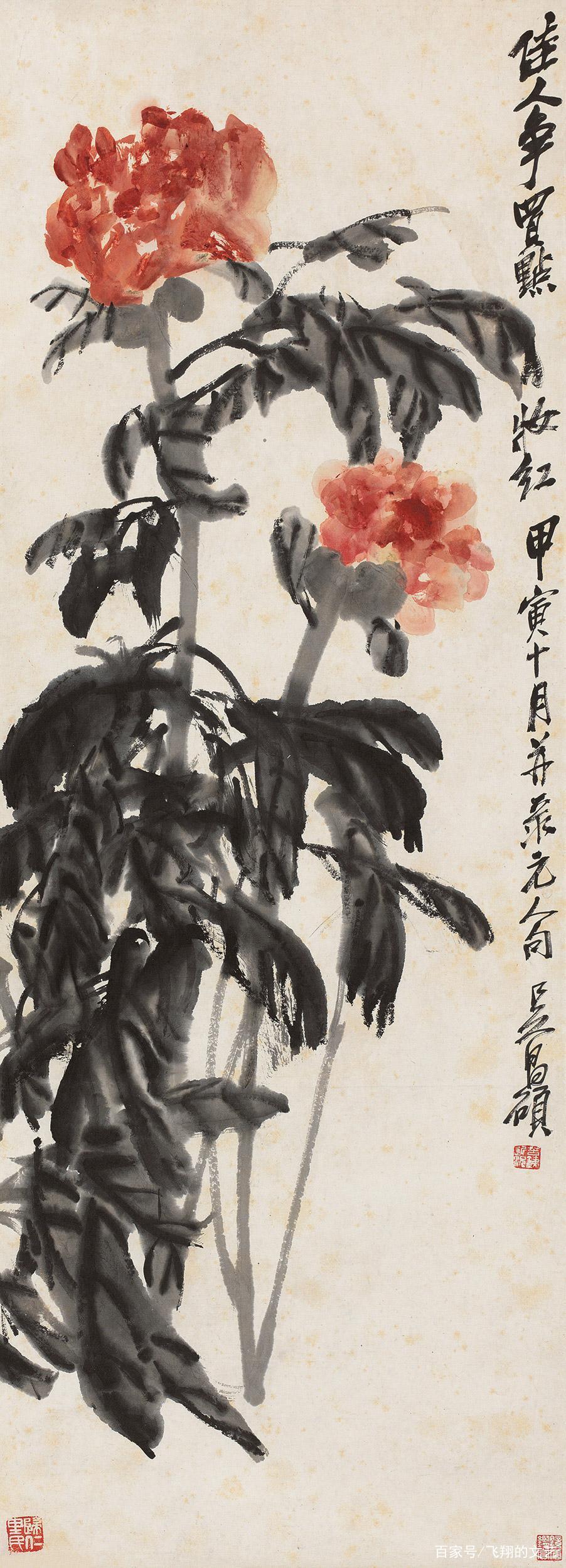 C19，中国画写意牡丹花，共八幅_百科TA说