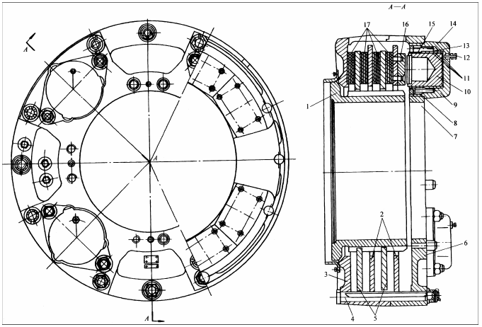  p>盘式制动器摩擦副中的旋转元件是以端面工作的金属圆盘,称为制动盘