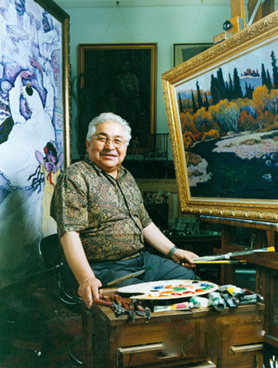 油画家 /a>阿布都克里木·纳斯尔丁,维吾尔族,1947年生于新疆乌鲁木齐