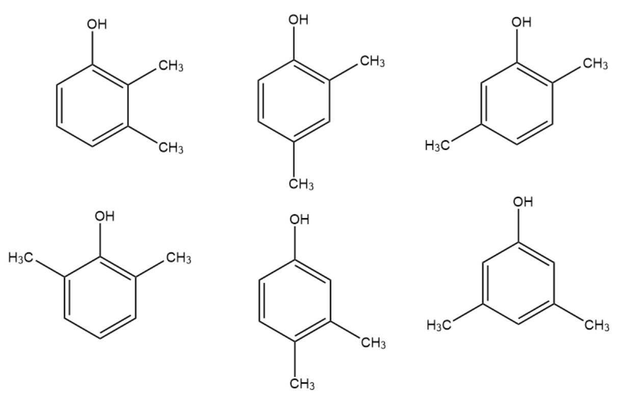  p>二甲基苯酚,简称二甲酚,是六种二甲酚异构体的混合物,熔程为20～76