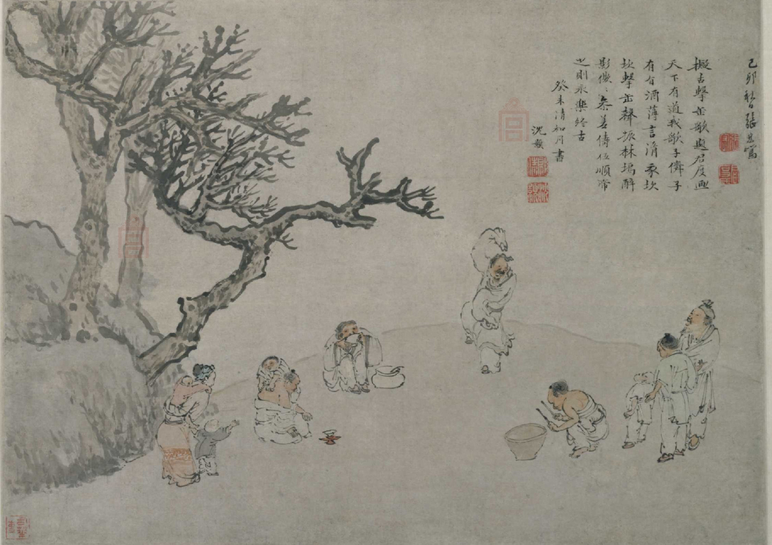  p data-id="go0p1xfn2t">《击缶图》是明代画家张宏所创作的一幅设色