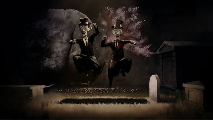 《厄运葬礼》的主题是丧葬的主题,是部阴暗色调的动画片,却充满着黑色