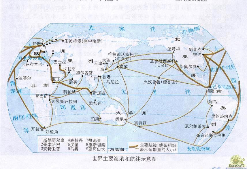  p>海上航线(sea routes),指船舶在两地间的海上航行路线,每个航次的