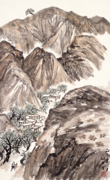  p>《塞外山村》是赵望云于1962年创作的一幅水墨画. /p>