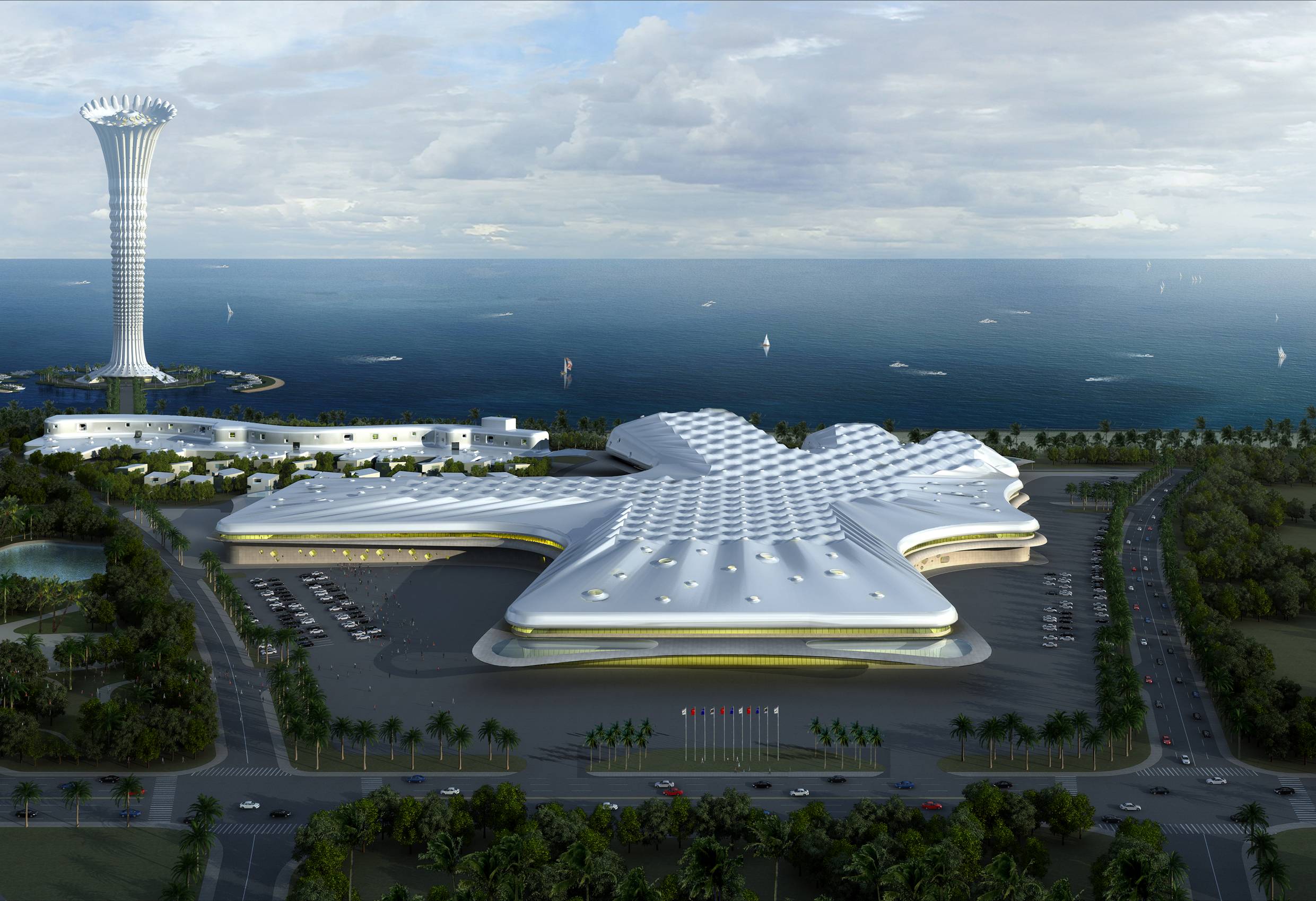  p>海南国际会展中心位于海口市西海岸滨海大道临海一线以北.