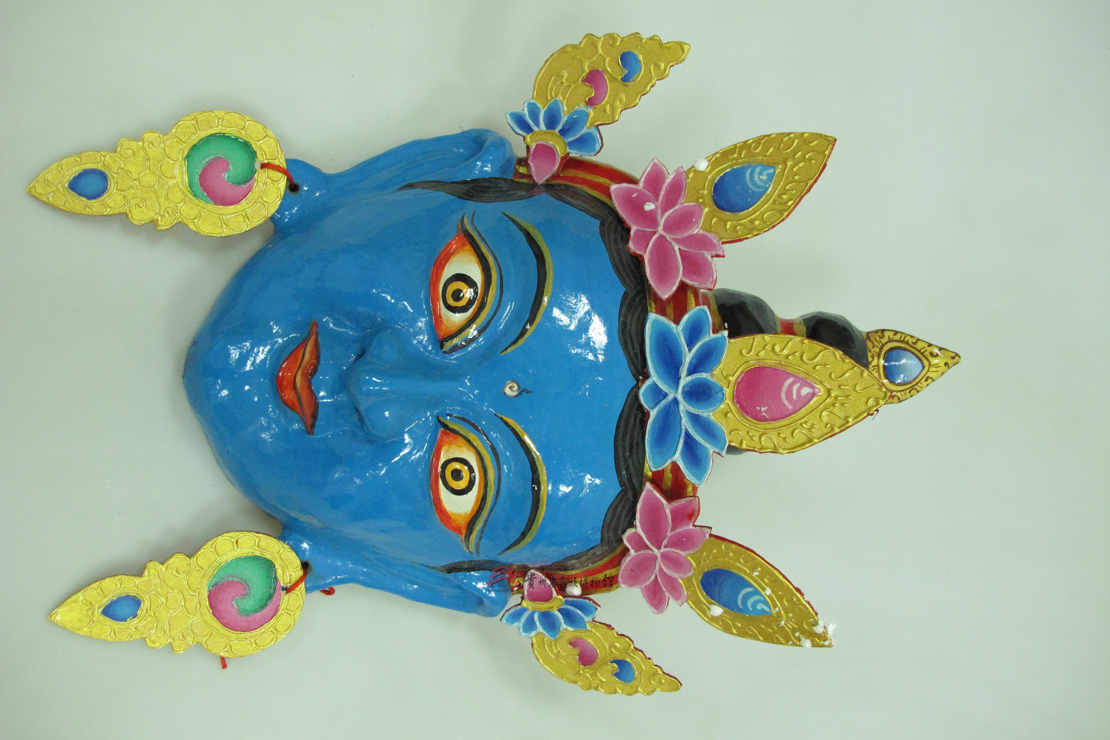 当代云南藏戏格鲁派羌姆护法神蓝仙女面具