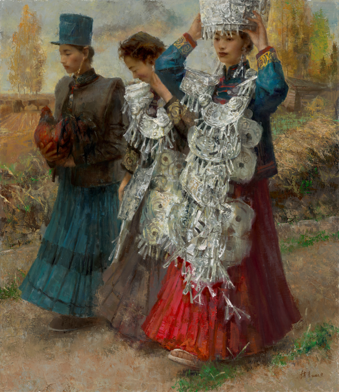  p>《丽人行》是赵青创作于2021年的一幅油画作品,是继《蝴蝶泉》之后