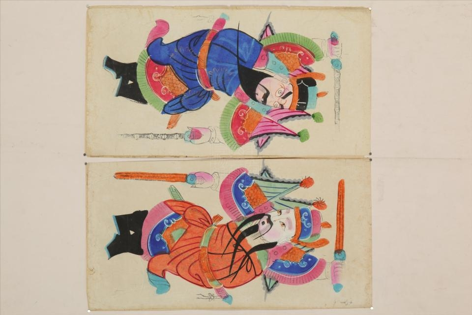 清四川绵竹鞭锏门神年画