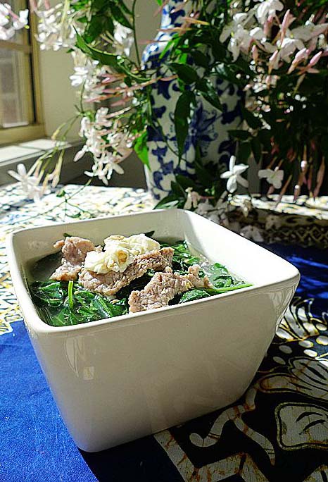 肉丝鸡蛋百花菜汤