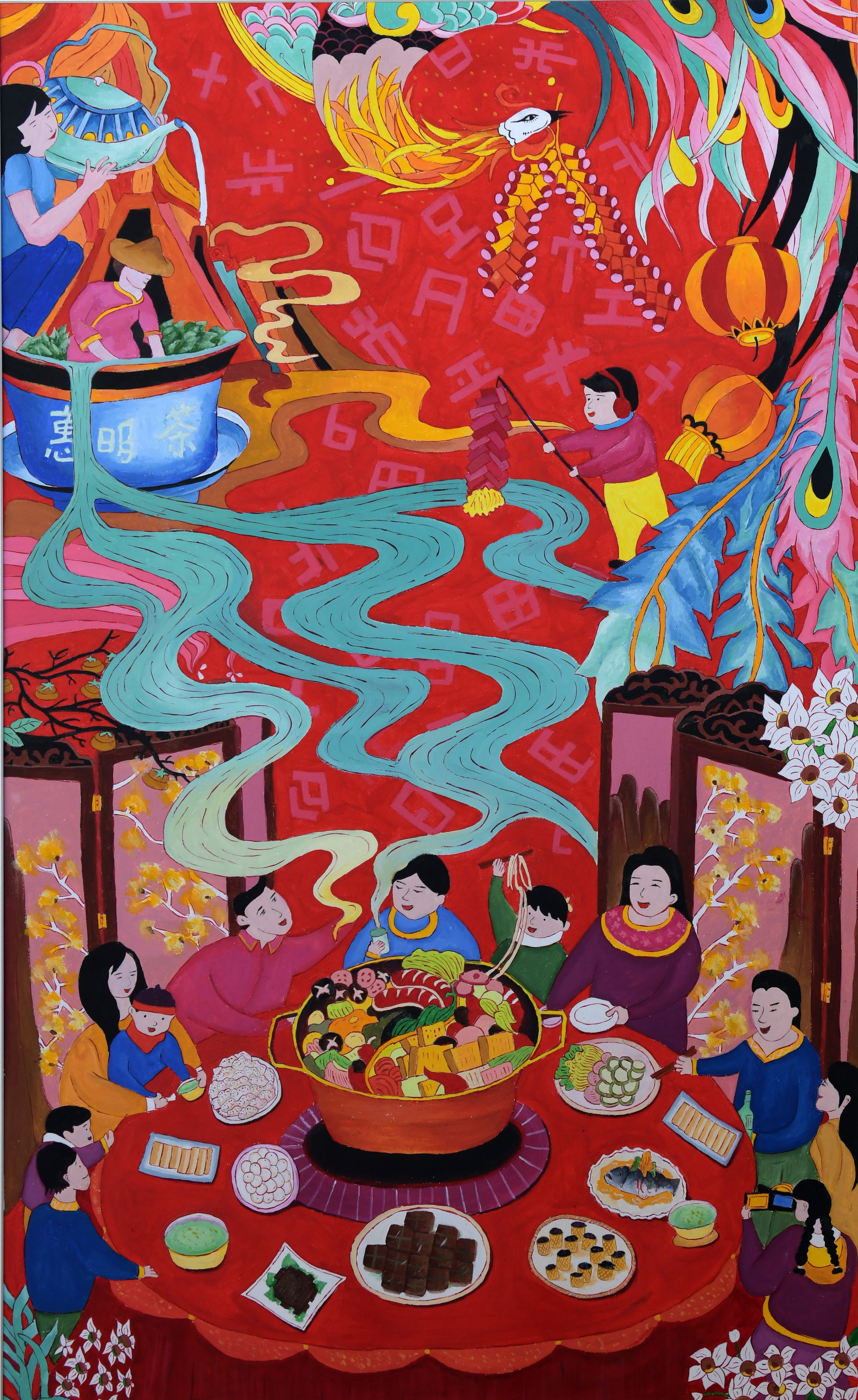 "畲族民间绘画"是文艺助力项目之一,是浙江省美术家协会根据畲乡 a t