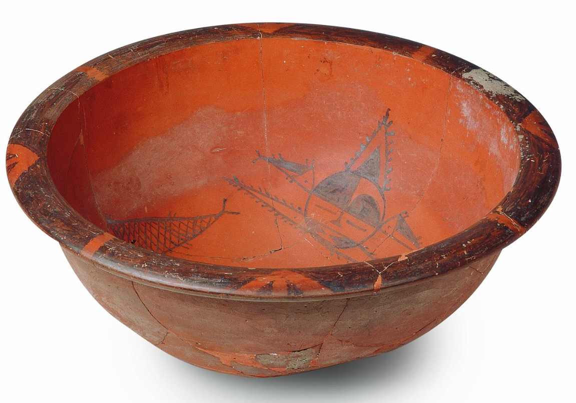 新石器时代人面鱼纹彩陶盆