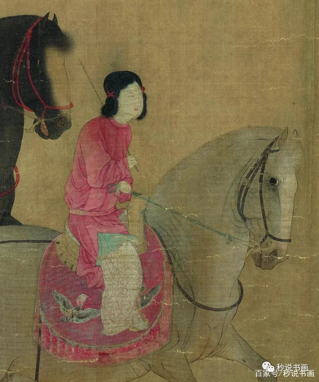 传世名画 第5幅｜张萱 ·《虢国夫人游春图》_百科TA说