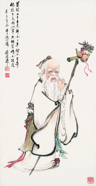 赵宏本寿星图立轴