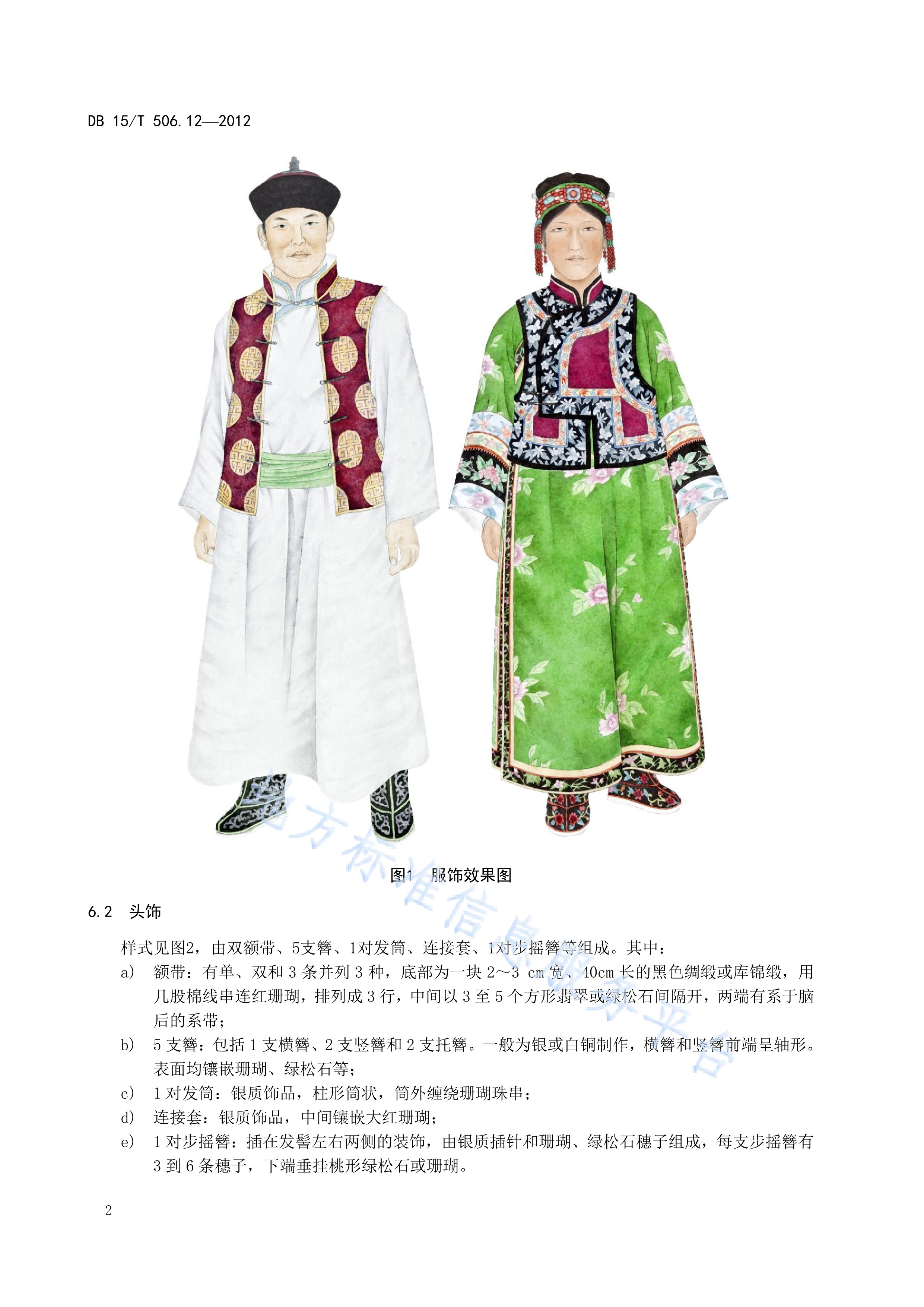  p>《蒙古族服饰—第12部分:翁牛特服饰》(db15/t 506.