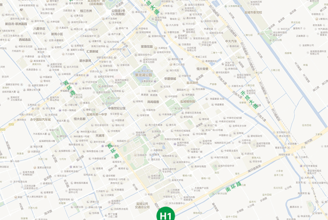  p>盐城公交h1线是江苏省内第一条利用高架形成的brt系统.全长23.