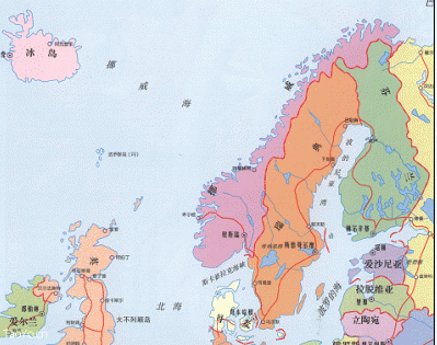 <p>北欧地图
