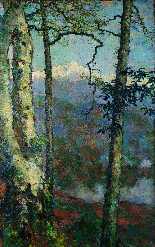  p>《喜马拉雅山之林》是徐悲鸿于1940年创作的一幅油画作品. /p>