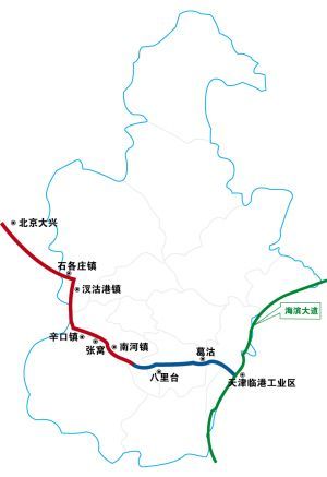 第一段从北京大兴东部至天津市武清区汊沽港,设计时速为120公里,双向6