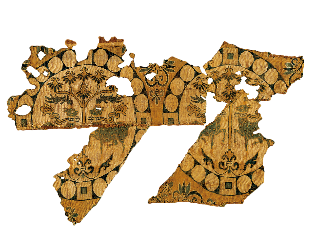 唐联珠对鹿纹锦