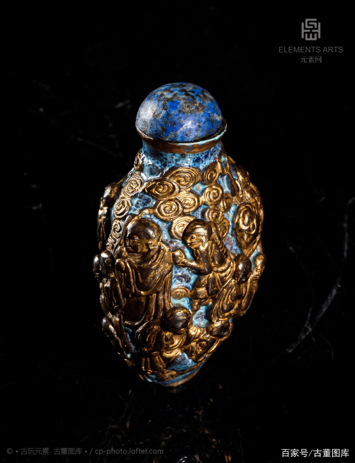 晚清仿古铜釉十八罗汉鼻烟壶_百科TA说